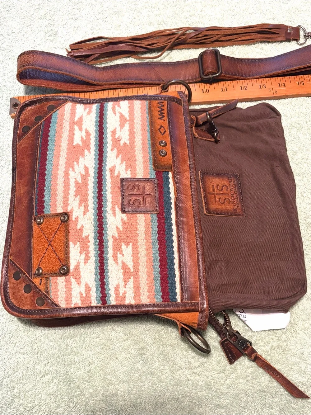STS Ranchwear Leather Serape Convertible Crossbody Bag Western Boho